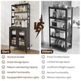 thumbnail image 3 of 67" Tall Kitchen Pantry Cabinet with Power Outlets & LED Lights - Multi-Functional Bar Cabinet with Glass Doors -torage Shelves & Microwave Stand for Dining Room,Hallway - Tempered Glass Door Black, 3 of 8