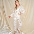 thumbnail image 4 of Women's Floral Print Button-Up Long Sleeve Pajama Set with Ruffle Details - Medium, White, 4 of 7