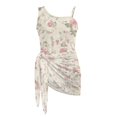 thumbnail image 6 of Whosucclay Vintage Pink Floral Pattern Girls Swimsuit, Quick Dry Adjustable Strap Girls' One-Piece Swimsuit with Adjustable Shoulder Straps and Mesh Cover Up, 9-10 Years Old, 6 of 12