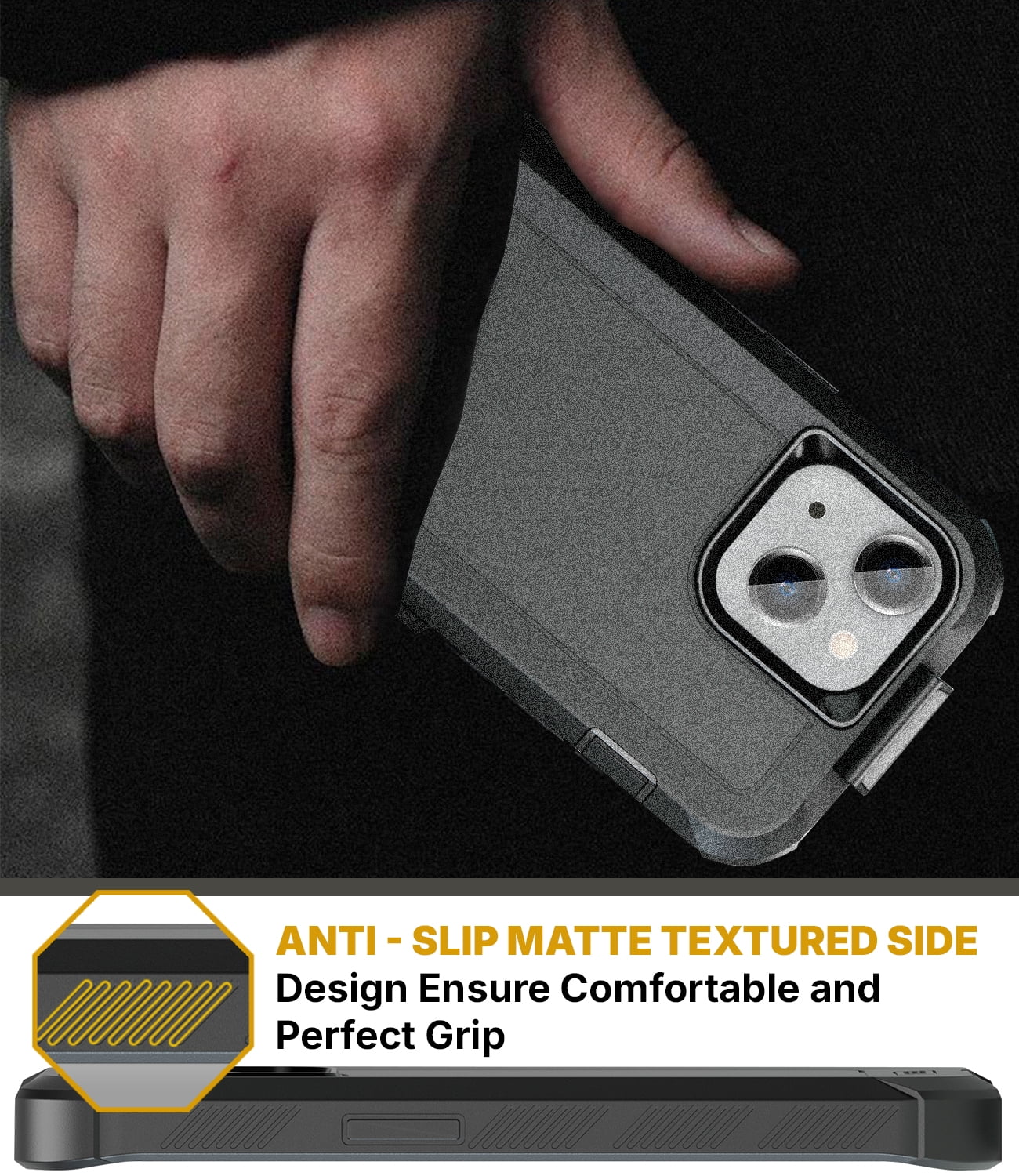 MOTIVE Designed for iPhone 15 Case with Belt Clip, Magnetic Case Magsafe Compatible, Heavy Duty and Quad Layer Military Grade Protection for iPhone 15 Holster, 6.1" | Black
