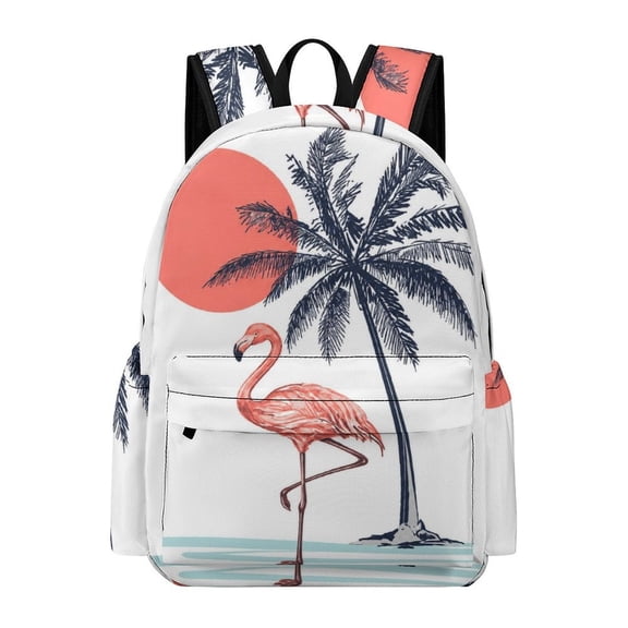 GXFC Single Flamingo Palm Sunset Printed Oxford Backpack, Large Capacity Laptop Backpack, Water Resistant, Travel Daypack for College Work Commuting Adults,