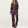 thumbnail image 4 of HaoXianJian 2 Pack Womens Pajama s Long Sleeve with Long Pajama Pant V-neck Soft Sleepwear Heart Printed Pjs Loungewear s Plus Size 2X 3X, 4 of 7