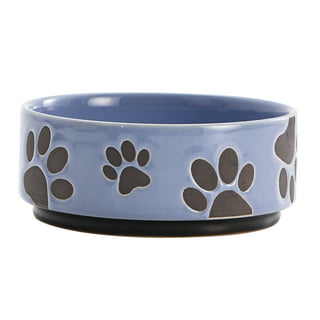 SWEEJAR Ceramic Dog Bowls with Paw Pattern,Dog Food Dish for Large Dogs,  Porcelain Pet Bowl for Water,70 oz,Beige