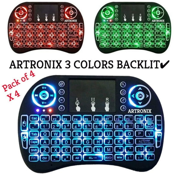 【 2018 Newest Version 3 Colors Backlit 】ARTRONIX 2.4GHz Multi-media Portable Wireless Mini Keyboard with Touchpad Mouse