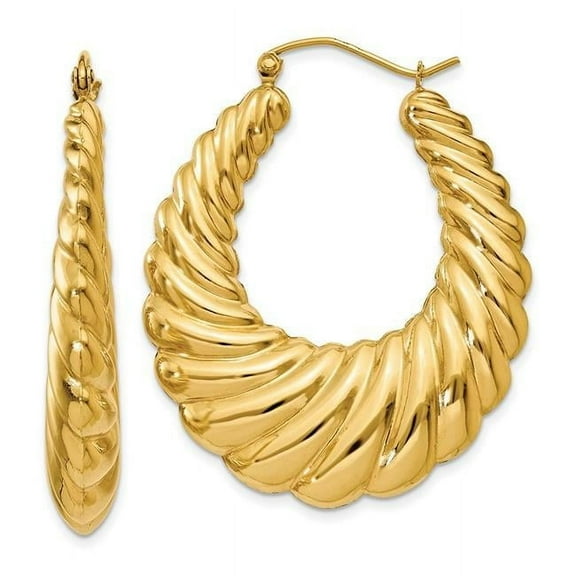 Primal Gold 14 Karat Yellow Gold Polished Scalloped Hoop Earrings