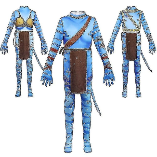 Mono de Cosplay de Avatar 2 para niños y niñas con cola Avatar: disfraz de The Way Of Water, traje de fiesta Zenti para niños, mono de Halloween para niños
