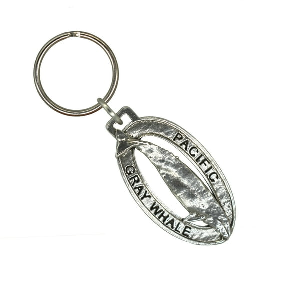 Grey Whale Keychain, Whales, Ocean, M080KC, Gray, Key Fob, Key Ring, Keys, Zipper Pull, Luggage Tag, Pewter, Backpack, Over 300 Keychains Designs, Handmade in the USA