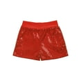 thumbnail image 3 of MSemis Kids Girls Shiny Sequins Shorts Elastic Waist Hip Hop Jazz Dance Bottoms Red 5-6, 3 of 7