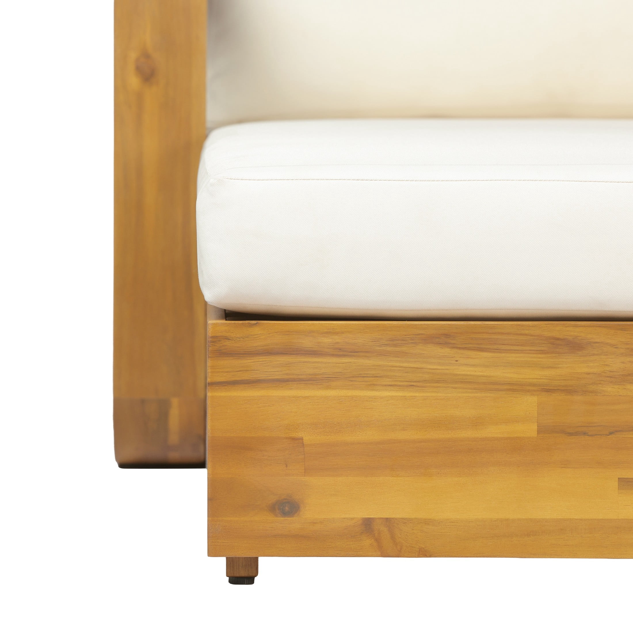 Christopher Knight Home 2-Seater Outdoor Daybed with Cushions, Acacia Wood Sofa Bed, Teak + Cream