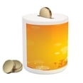 thumbnail image 2 of Orange Piggy Bank, Abstract Composition with Circles Dots Energetic Colors Sunburst, Ceramic Coin Bank Money Box for Cash Saving, 3.6" X 3.2", Orange Yellow White, by Ambesonne, 2 of 4