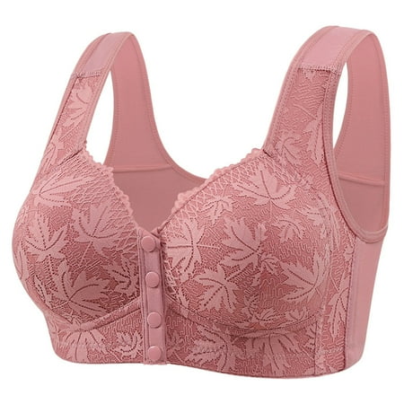Minimizer Bras for Women No Underwire Front Closure Beauty Back Underwear Bras Shoulder Strap Plus Size Comfort Seniors Bra for Women Rose Gold 48