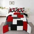 thumbnail image 2 of Manfei Red Square Bedding Sets Twin with Comforter, Modern Geometric Comforter Sets Twin Size, Chic Abstract Down Comforter, Microfiber Room Decor, 2-Piece, 2 of 8