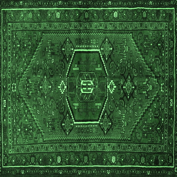 Ahgly Company Indoor Square Persian Emerald Green Traditional Area Rugs, 7' Square