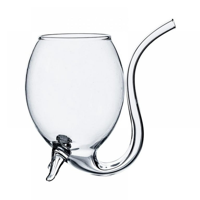 300ml red wine glass Transparent Cup Cup with built-in drinking straw straw  water Cup for