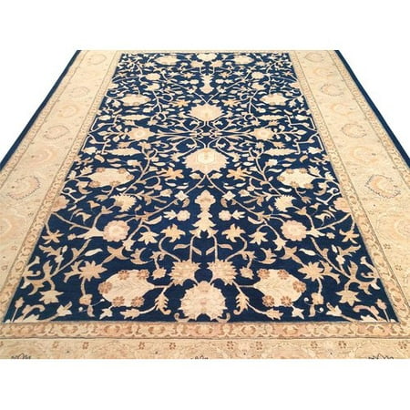 Astoria Grand Xenos Transitional Hand-Knotted Wool Blue/Gold Area Rug ...