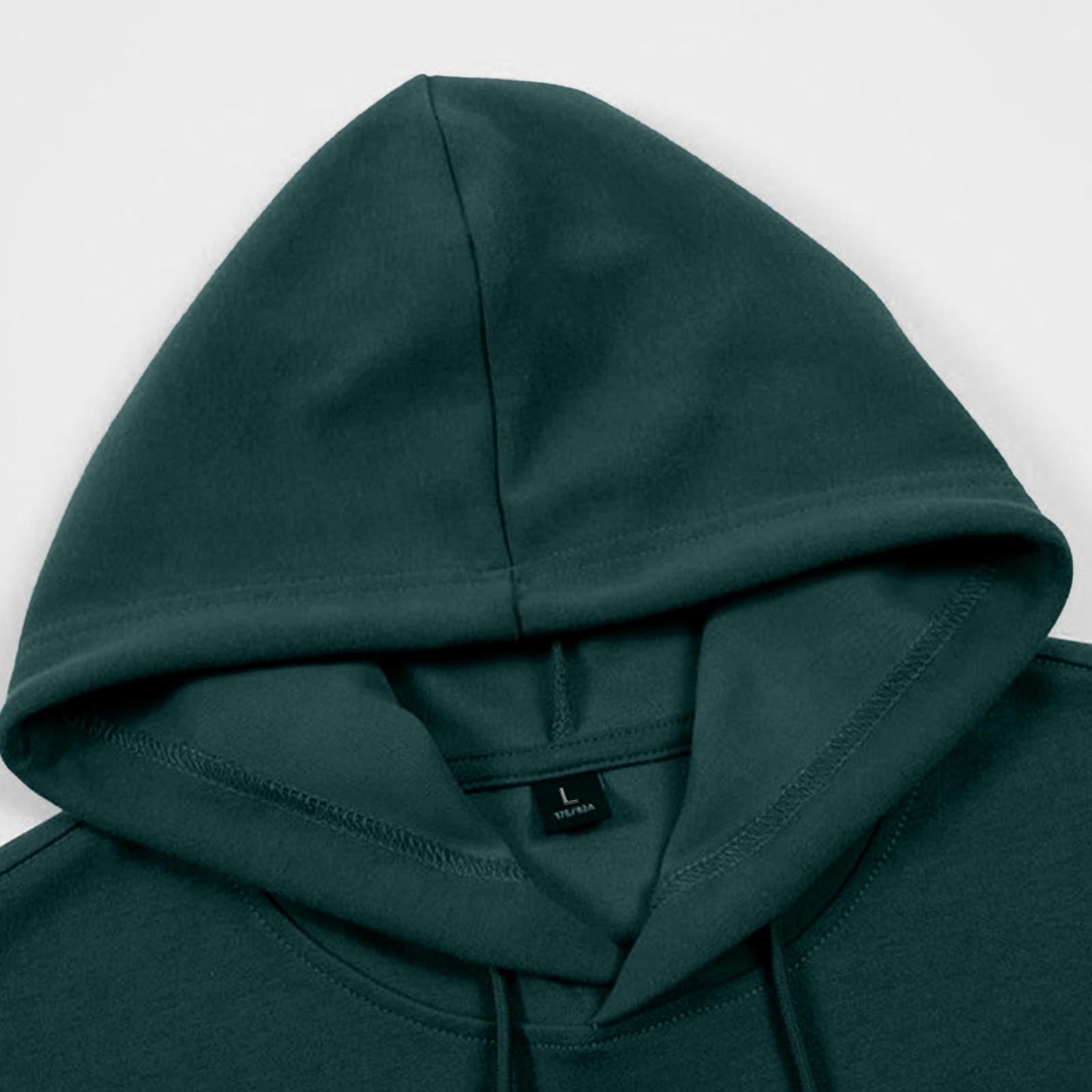 S-5X Plus Size Hoodies for Men with Front Pocket Big & Tall Fleece Lined Sweatshirts Casual Pullover Long Sleeve Solid Color Warm Hooded Tops