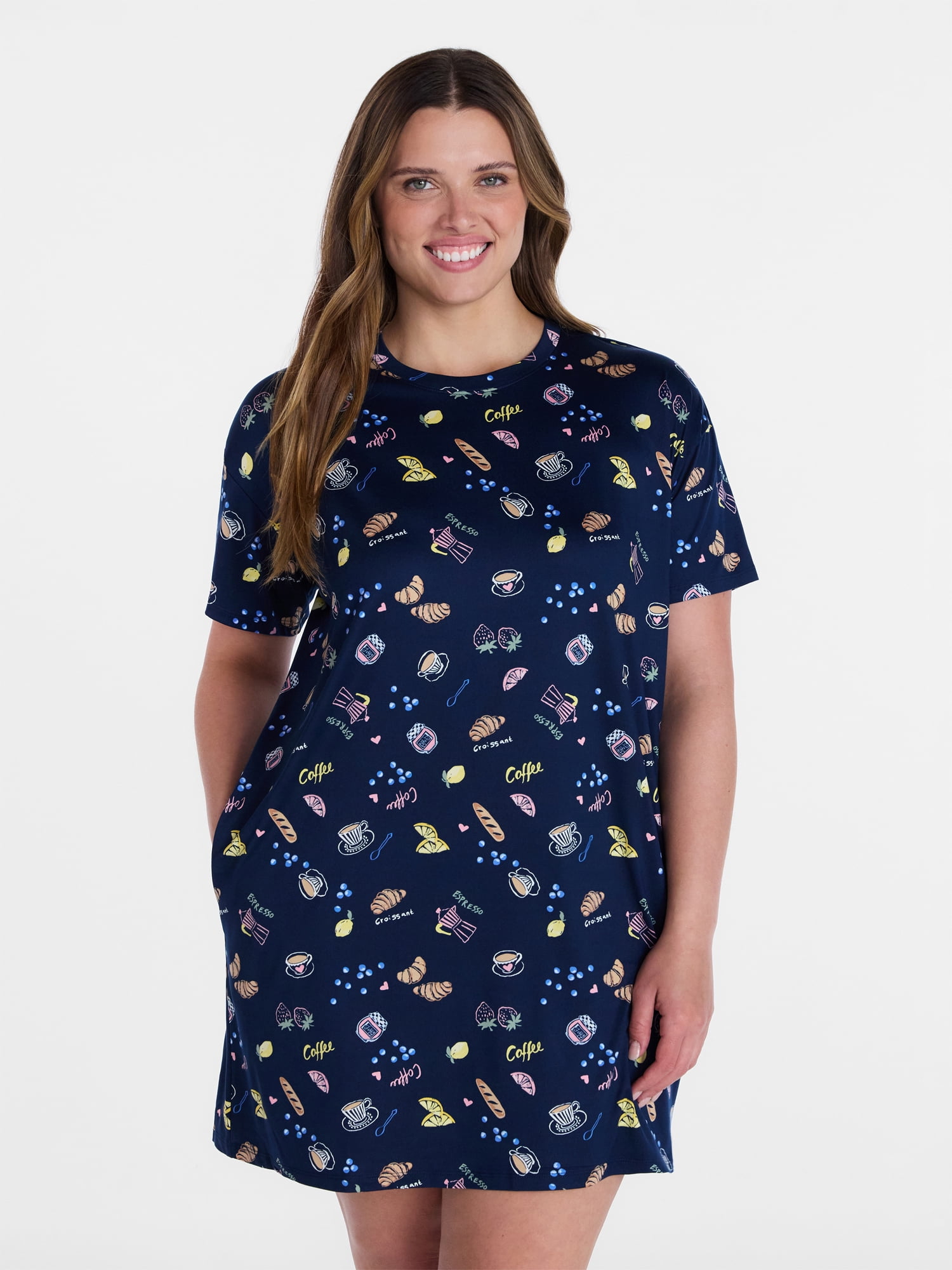 Joyspun Women’s Dreamy Soft Collection Short Sleeve Sleep Shirt, Sizes S/M to 2X/3X