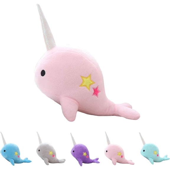 Cute Pink Narwhal Stuffed Animal Plush Toy Adorable Soft Whale Plushies Toys Stuffed Animals for Babies Kids, Toddlers
