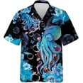 thumbnail image 5 of Camisa de verano para hombre con estampado 3D de pulpo y animales marinos, manga corta, botones de solapa, camisas personalizadas para viajar al trabajo, estilo hawaiano, 5 of 5