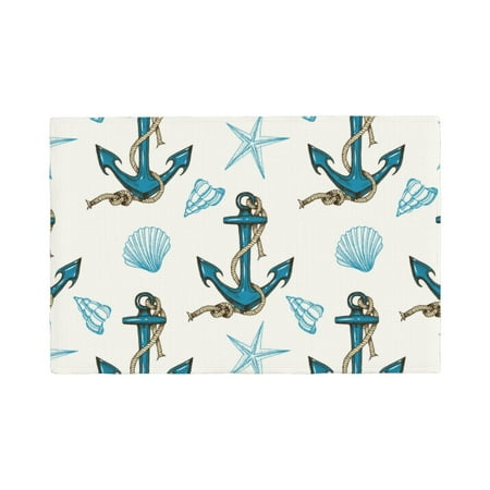 

Placemats Set of 4 Anchors And Shells Heat Resistant Non - Slip Place mats Waterproof table mat for Kitchen Dining-4片装