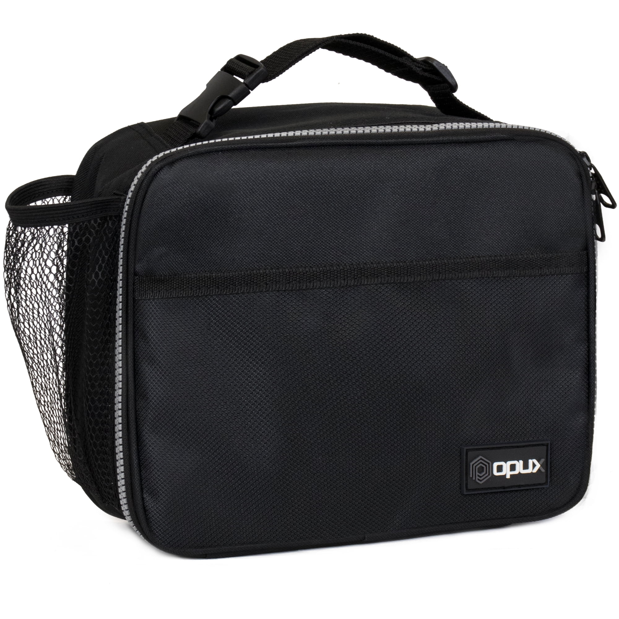 OPUX Insulated Lunch Bag Kids, Lunch Box for School Boy Girl, Leakproof Small Reusable Compact Soft Mini Cooler Bag, Toddler Small Lunch Boxes Kit Pail with Front Side Pockets (Black)