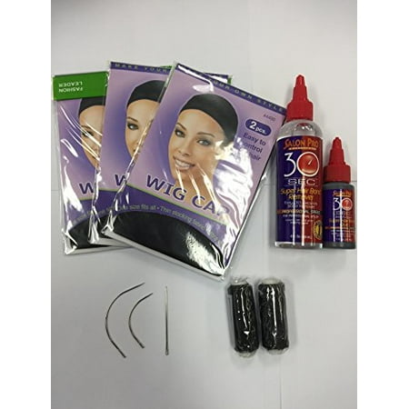 hair weaving kit. hair extinsions sewing kit. hair glue. wig cap, needles, thread. extensions sewing and glue in (Best Hair Glue For Wigs)