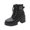 Black, variant on Lovskoo 2024 Combat Ankle Boots for Women Leather Wedding Dress Shoes Chunky Stacked Heel Round Toe Lace Up Boots Thick Heels Belt Buckle Short Booties Black