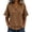 Coffee, variant on Female T-Shirts V Neck Henley Frayed Edge Ruffle Short Sleeve Textured Fabric Minimalist Style Basic Daily Tops