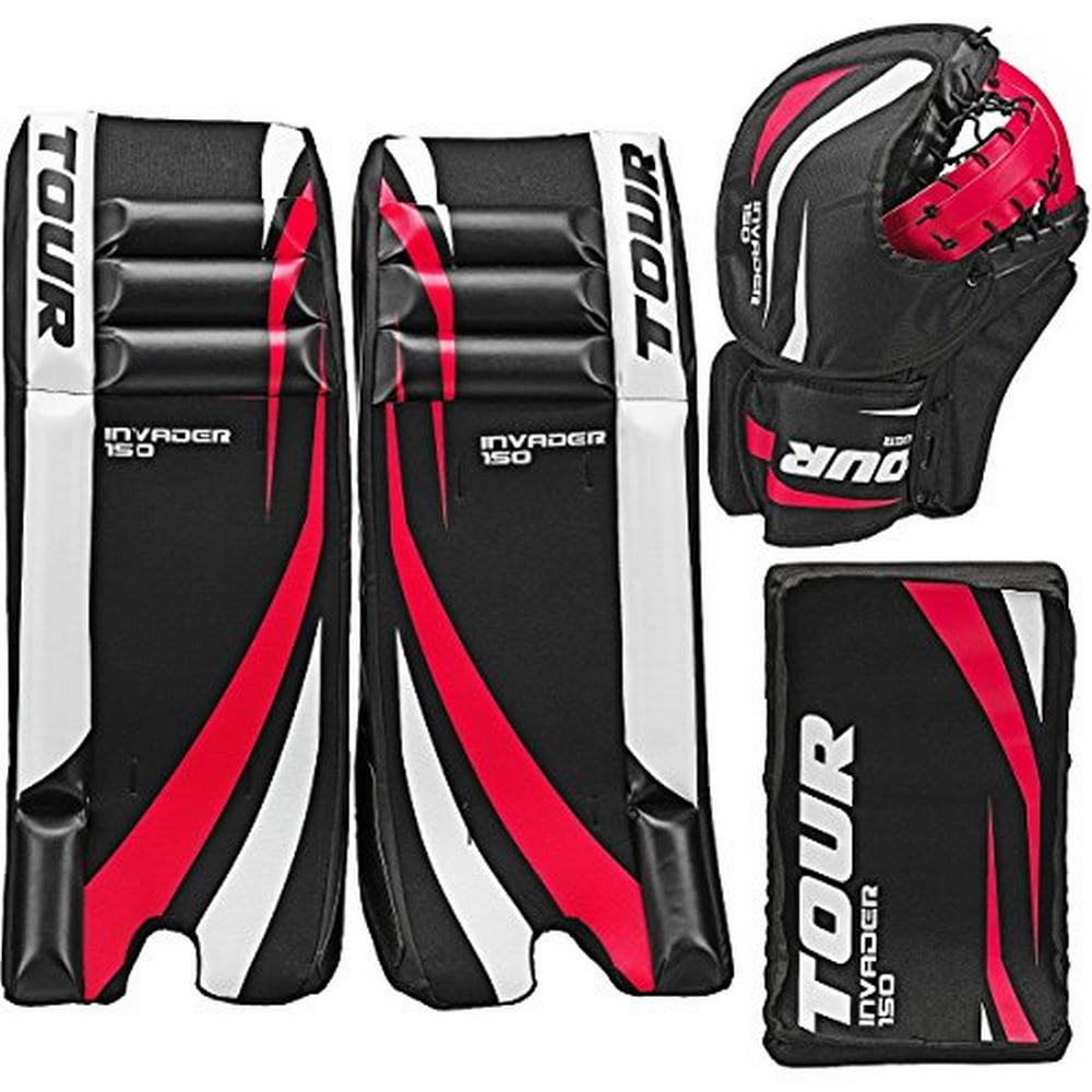 Tour Hockey Mens INVADER 150 27in GOALIE PACK, Black-White-Red by Tour Hockey
