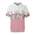 thumbnail image 4 of XDDLITP Women Polo Shirts for Work Short Sleeve Lapel Tees Button Down Collared Tops 2025 Summer Vintage Floral Print Graphic Tshirts,Light pink S, 4 of 5
