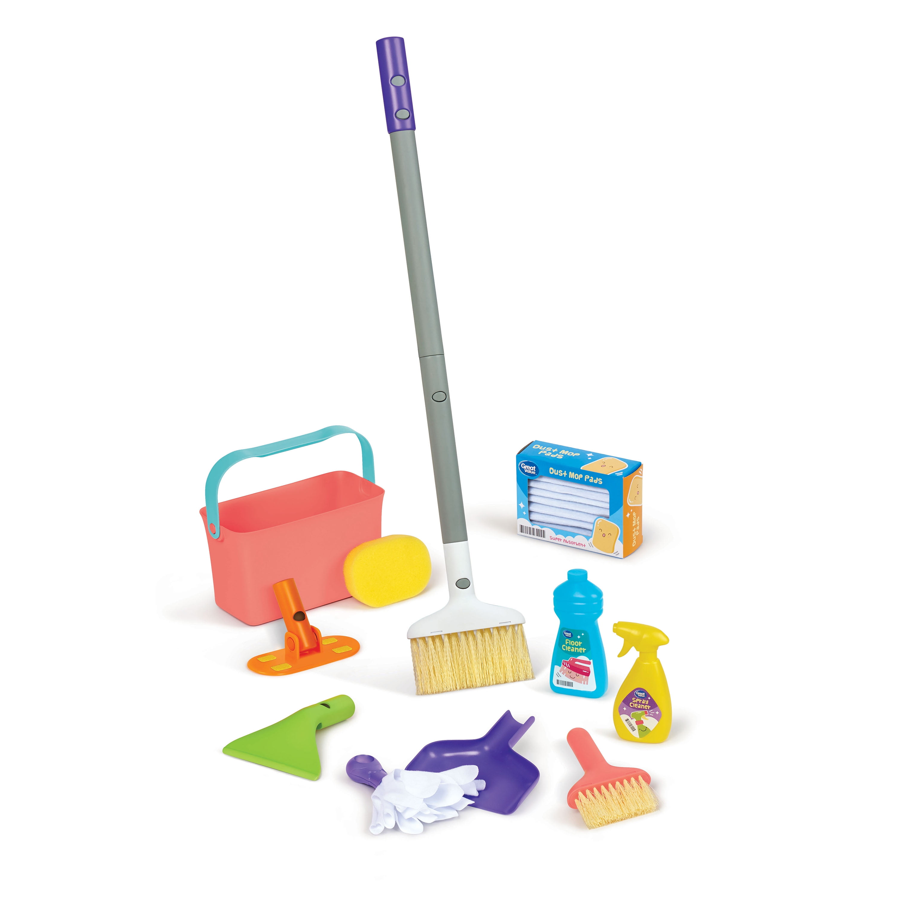 Spark Create Imagine Toddler Pretend Cleaning Play Set Broom MOP Bucket 3 for sale online