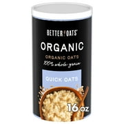 Better Oats Organic Quick Oats, Organic Oats, 16 oz Resealable Canister