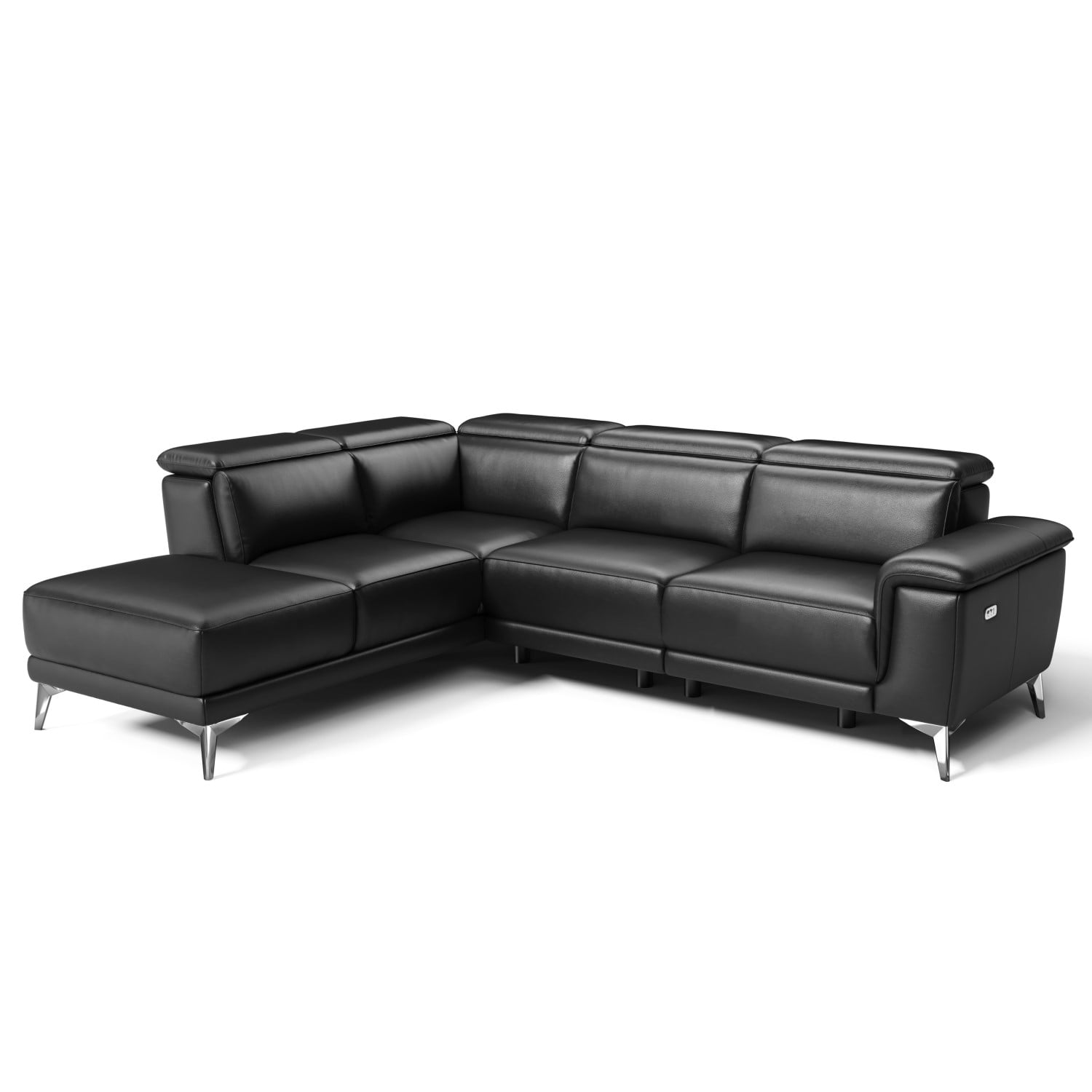 Valencia Pista Modern Leather Reclining Sectional Sofa with Left