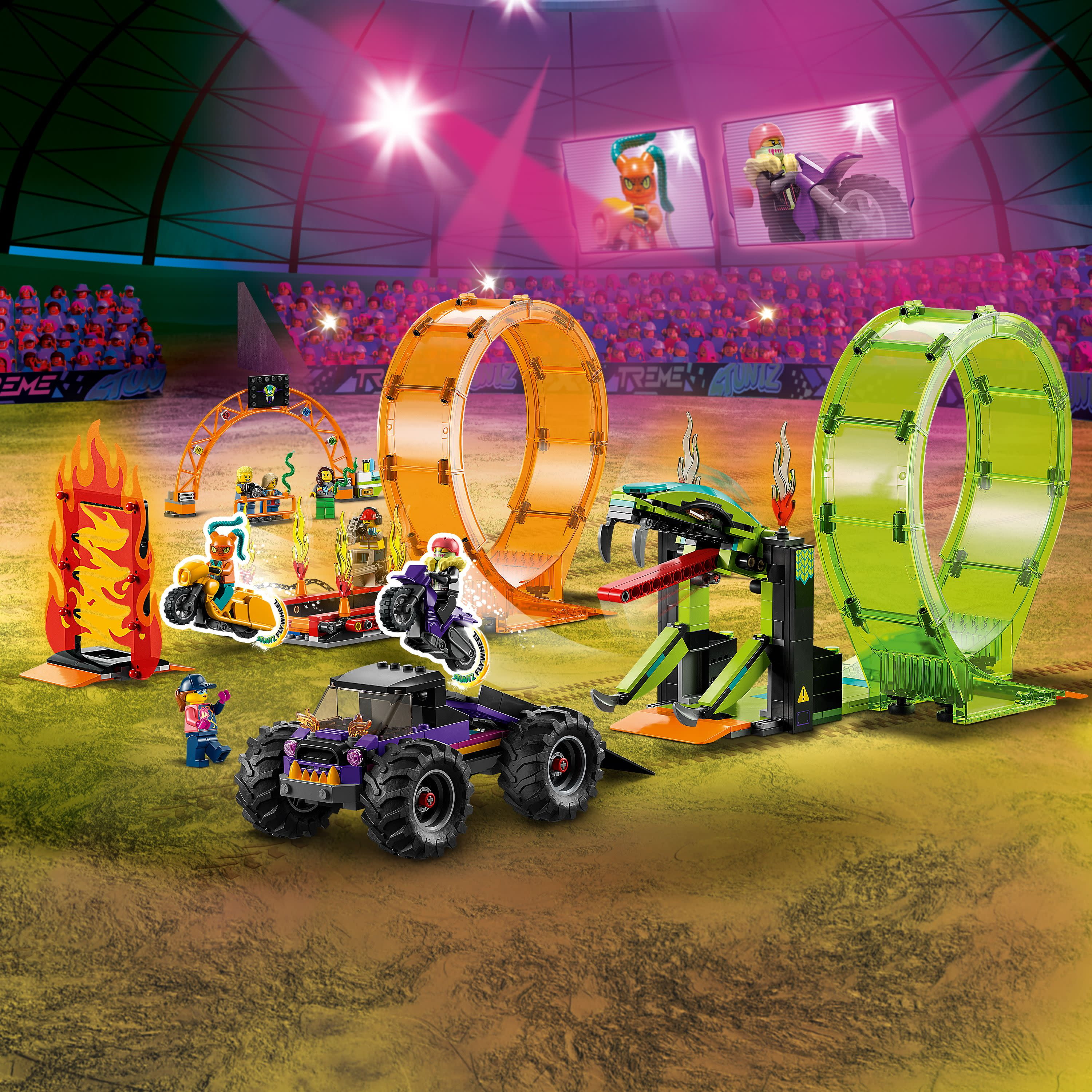 LEGO City Stuntz Double Loop Stunt Arena 60339, Monster Truck