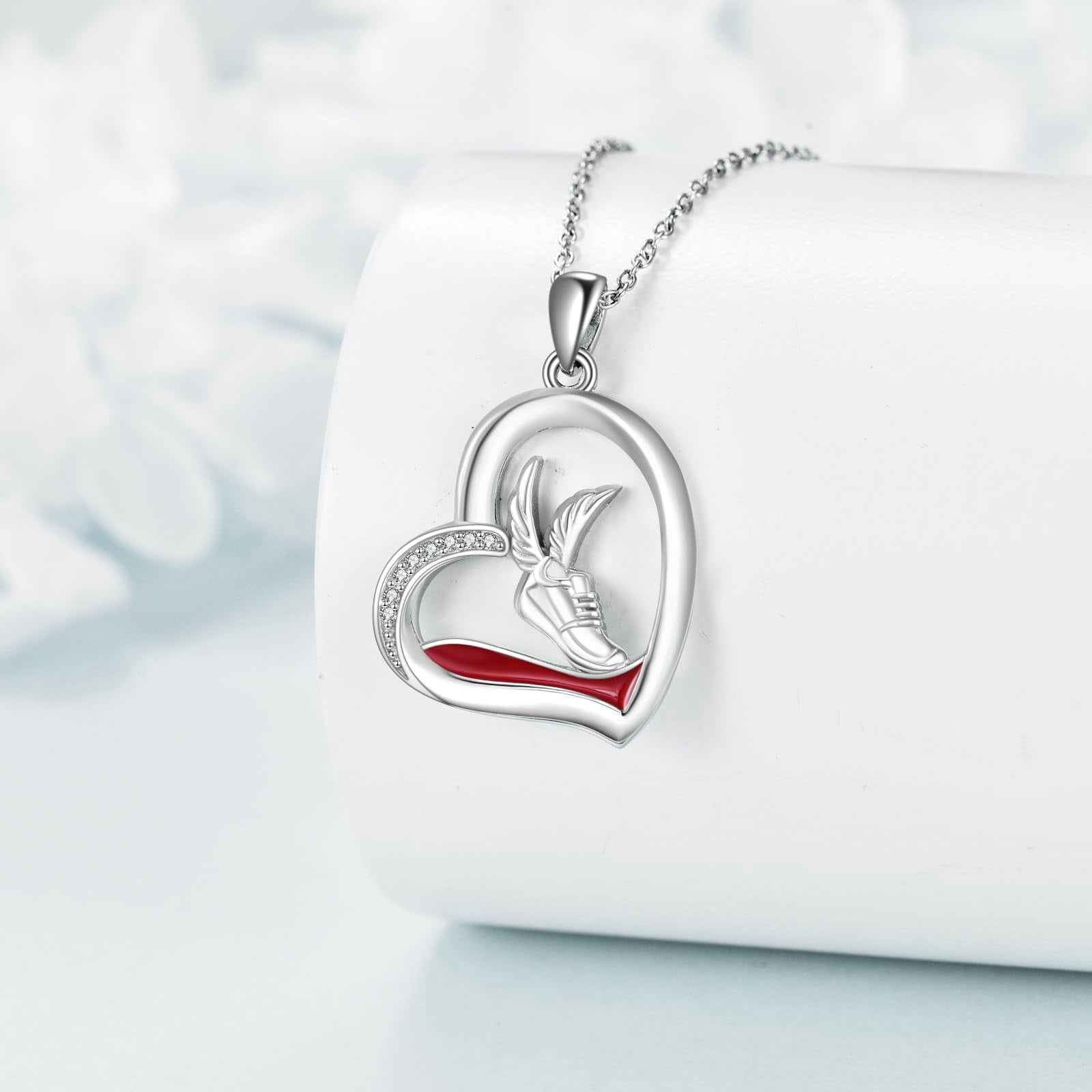 YAFEINI Running Necklace Sterling Silver Running Shoe Pendant Necklace Running Jewelry for Women Track And Field Gifts for Women