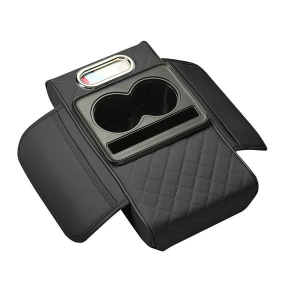 Car Armrest Cushion Cover with 2 Storage Bags Cup Holder for Car Sedans