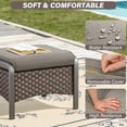 thumbnail image 4 of Outdoor Ottomans for Patio - 250 LBS Weight Capacity PE Wicker Foot Rest Ottoman Set of 2 with Metal Frame Multipurpose Outdoor Foot Stool for Porch Balcony Backyard Brown Wicker Grey Cushions, 4 of 8