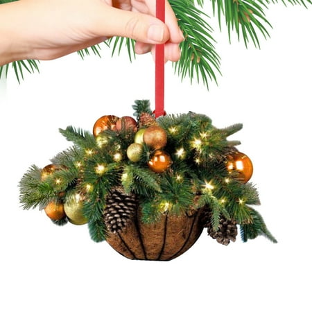 

Christmas Hanging Basket Pendant Frosted Pine Cones Red Berries Colorful Balls Xmas Party Ornaments Style 4