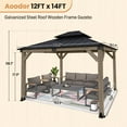 thumbnail image 4 of Aoodor 12 x 14 ft Wooden Frame Steel Roof, Patio Backyard Deck and Lawns, 4 of 12