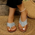 thumbnail image 5 of Hopeusnice Slippers for Women Cloth Materials Summer Shoes Breathable Non-Slip Open Toe Women's Slippers Soft Flat Heel Trendy Boho Style Shoes for Beach Comfortable Walking Shoes Light Blue 41, 5 of 7