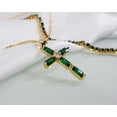 thumbnail image 2 of Emerald CZ Necklace, Dainty Cross Pendant, Emerald Tennis Chain Choker, CZ Zircon Necklace, Greek Christian Jewelry, WATERPROOF Necklace, 2 of 2