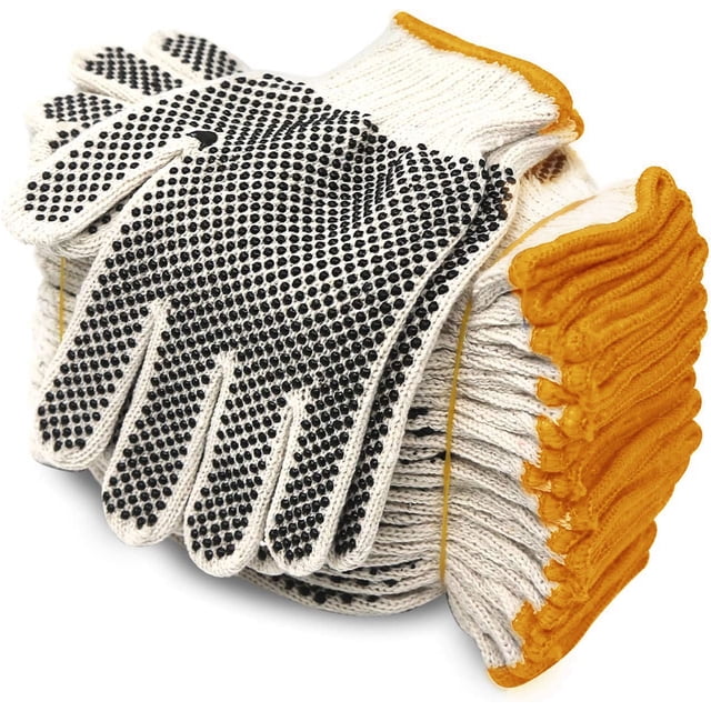 Guantes de trabajo Evridwear de algodón y poliéster tejidos en forma de S, 12 pares