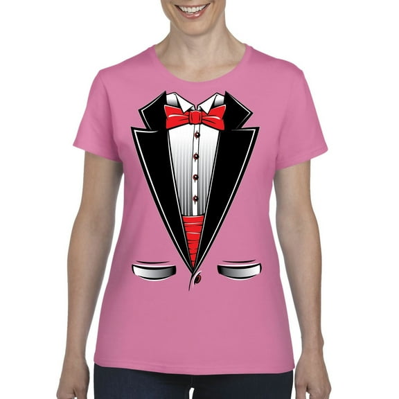 NIB - Women's T-Shirt Short Sleeve - Tuxedo Prom Costume