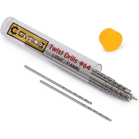GYROS 12 PCS #64 Micro Drill Bit Set Small Drill Bits for Jewelry, Plastic, Resin, & Soft Metal Carbon Steel Wire Gauge Mini Twist Drill Bit Set for Pin Vise Hand Drill & Rotary Tool #64 (.0360 /.914MM)