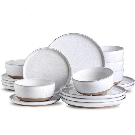 Tikooere Bowls and Plates Sets,18 Pieces Porcelain Dishes Sets,Microwave and Dishwasher Safe and Scratch Resistant,White