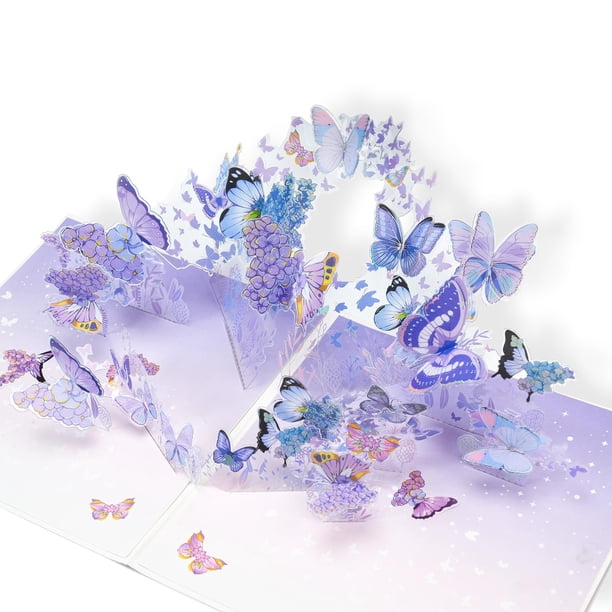 Tarjeta de felicitación 3D con forma de mariposa mágica desplegable para mujer