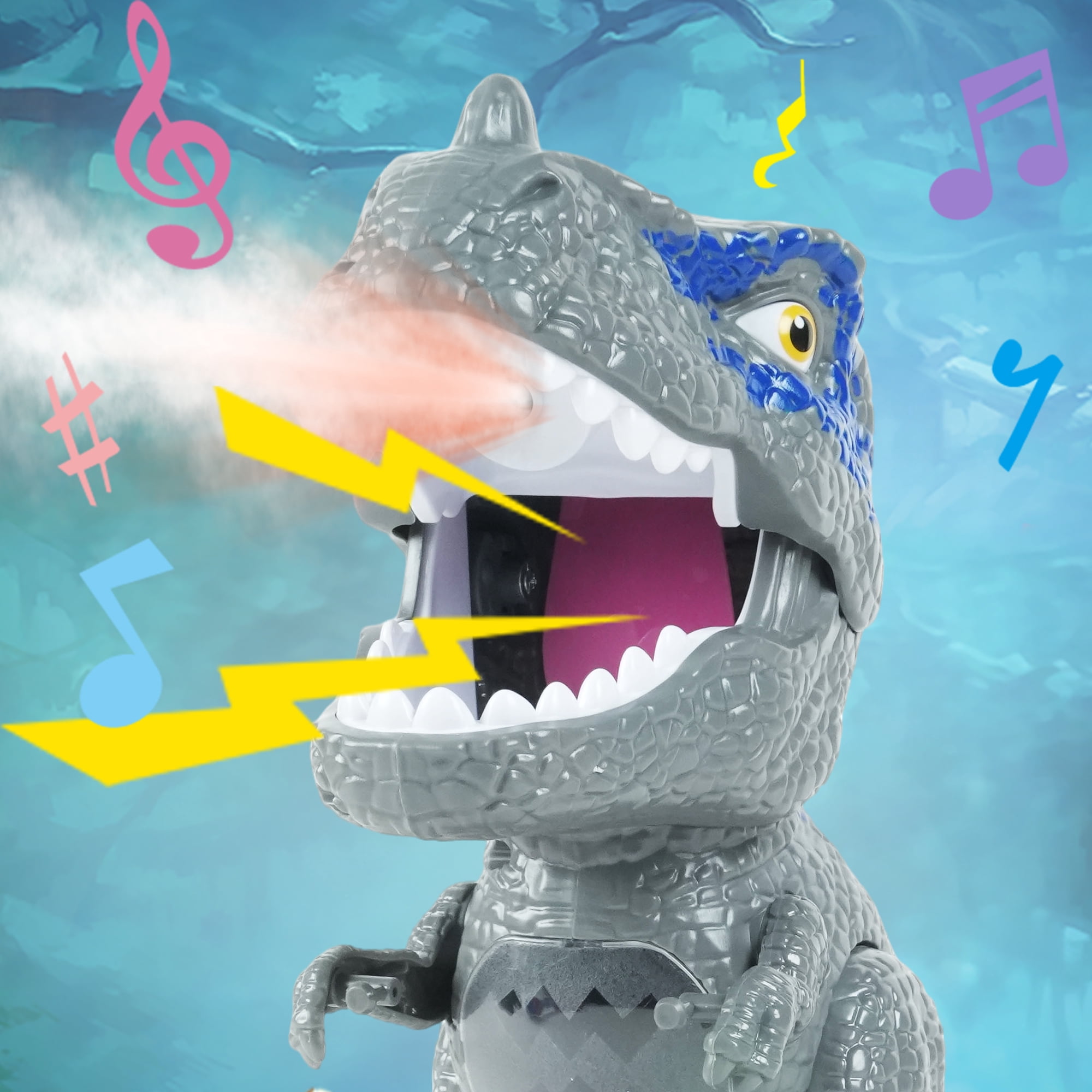 JUGAAD LIFE Dinosaur Shooting Toys for Kids, Movable Target Shooting Games with 2 Air Pump Blasters, 48 Foam Balls and LED Score, Birthday Gifts for 3 4 5 6 7 Years Old Boys - Gray