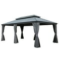 thumbnail image 2 of Miekor 12' X 20' Hardtop Gazebo, Upgraded Metal Gazebo with Drainage System, Dual-Layer Galvanized Steel Roof, Curtain and Netting, Outdoor Shelter Canopy for Patio, Garden, and Backyard, Grey MK8387, 2 of 11