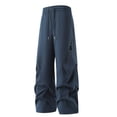 thumbnail image 6 of Dvprdro Wide Leg Sweatpants for Men Elastic Waist Drawstring Casual Athletic Sweat Pants Loose Fit Stretch Trousers Fashion Workout Joggers with Zipper Pocket, 6 of 7
