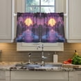 thumbnail image 2 of Yayeee Kitchen Curtains Tier Pair Light Filtering 27"x24" Rod Pocket Short Cafe Window Panel, Blue Neon Road, 2 of 7